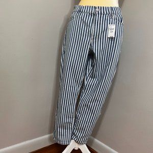 Women's Petite High Rise Slim Straight Ankle Stripe Jeans -sz12P